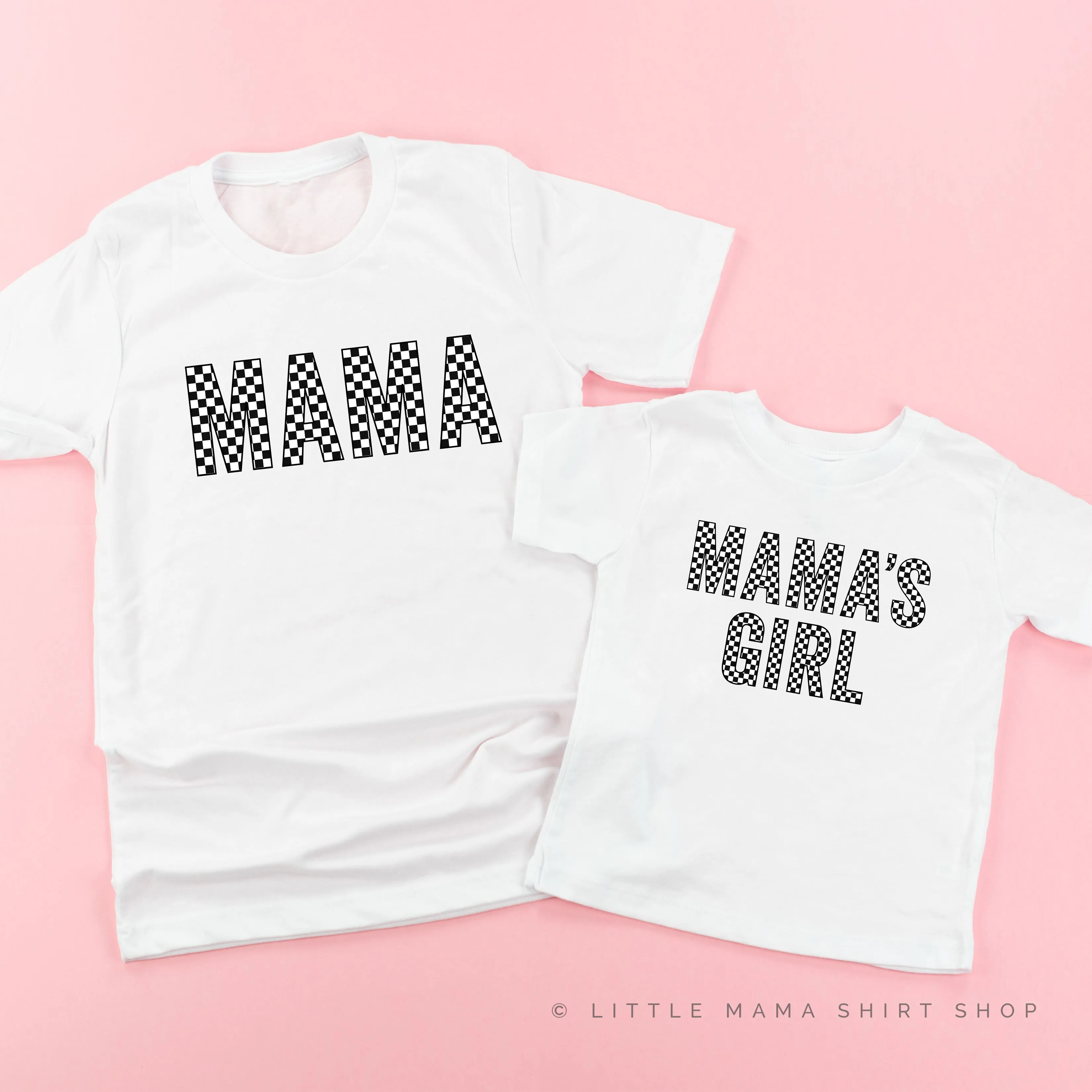 BLOCK FONT CHECKERS - MAMA MAMA'S GIRL - Set of 2 Matching Shirts