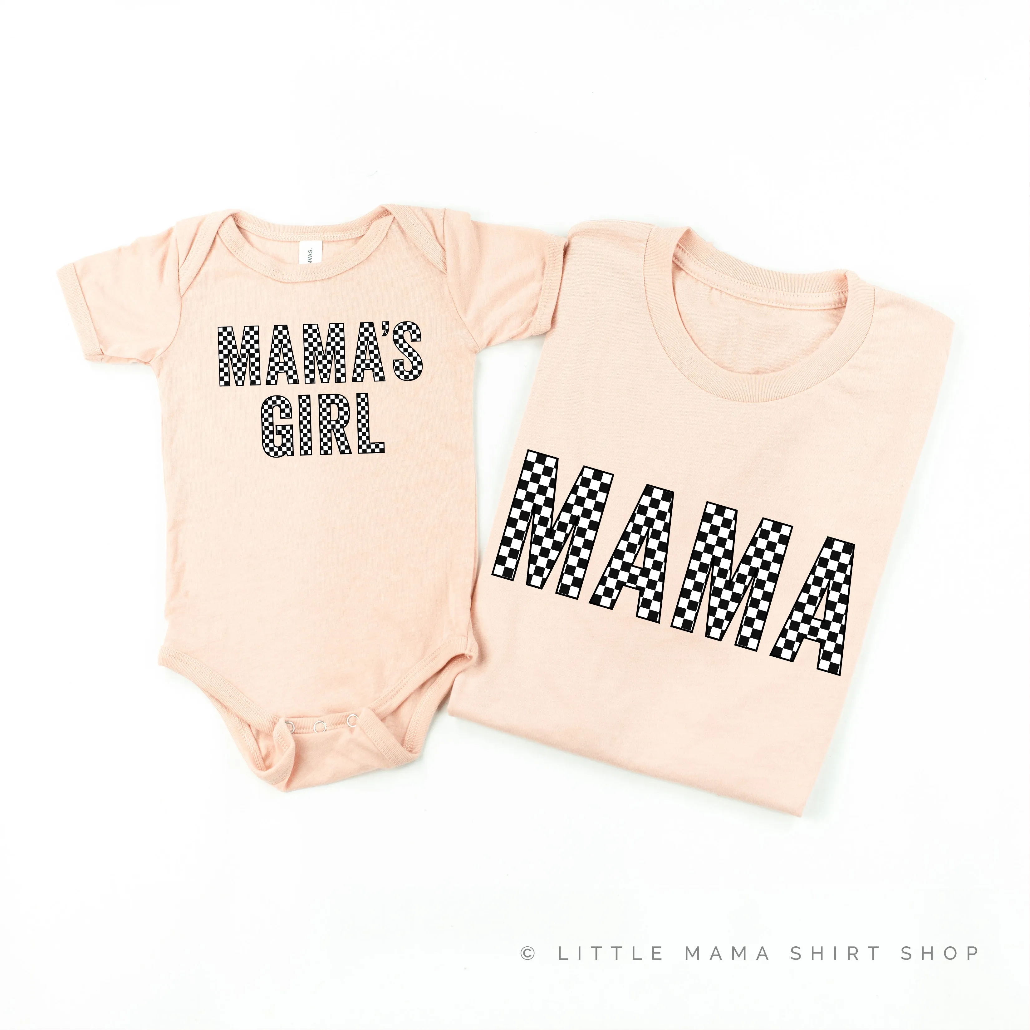 BLOCK FONT CHECKERS - MAMA MAMA'S GIRL - Set of 2 Matching Shirts