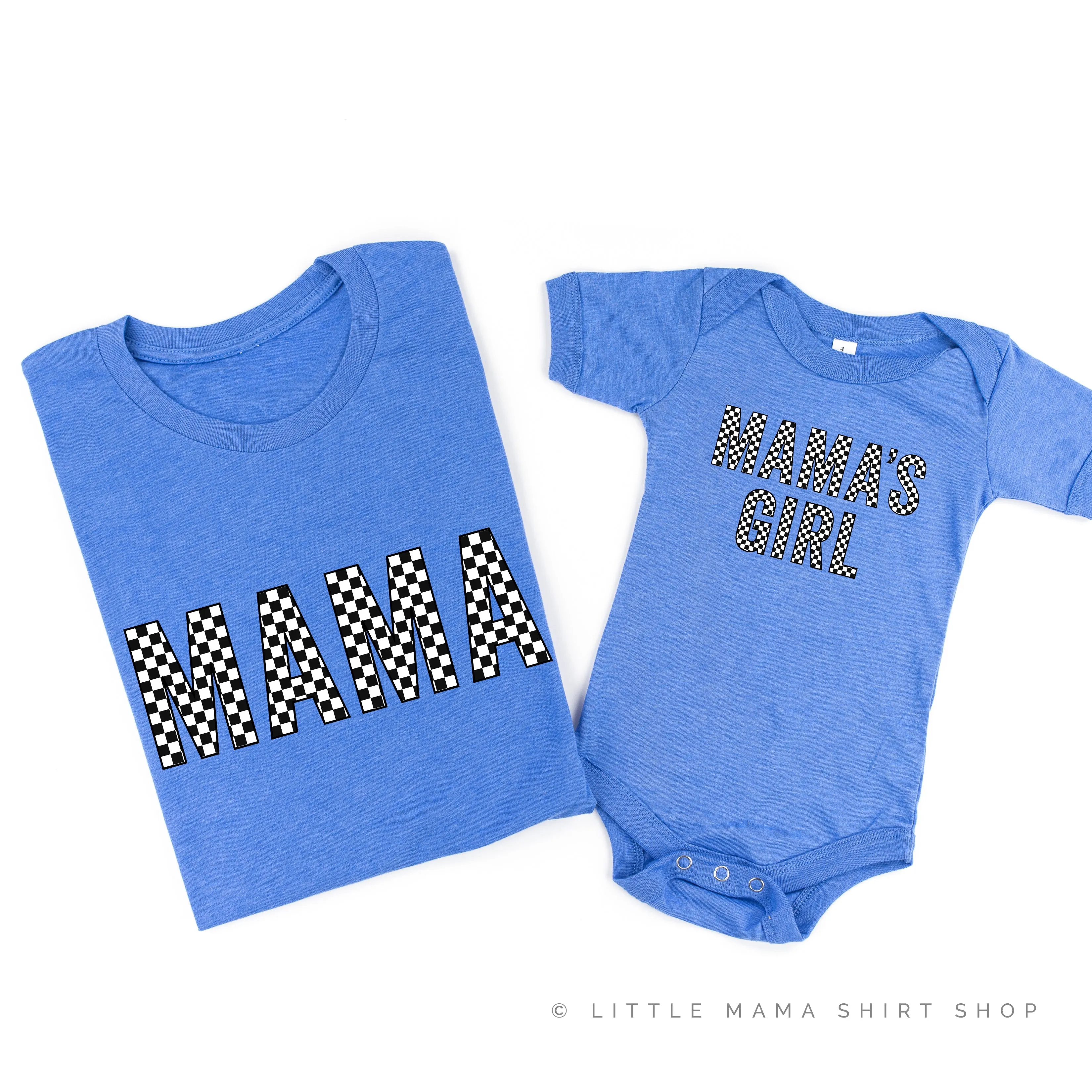 BLOCK FONT CHECKERS - MAMA MAMA'S GIRL - Set of 2 Matching Shirts