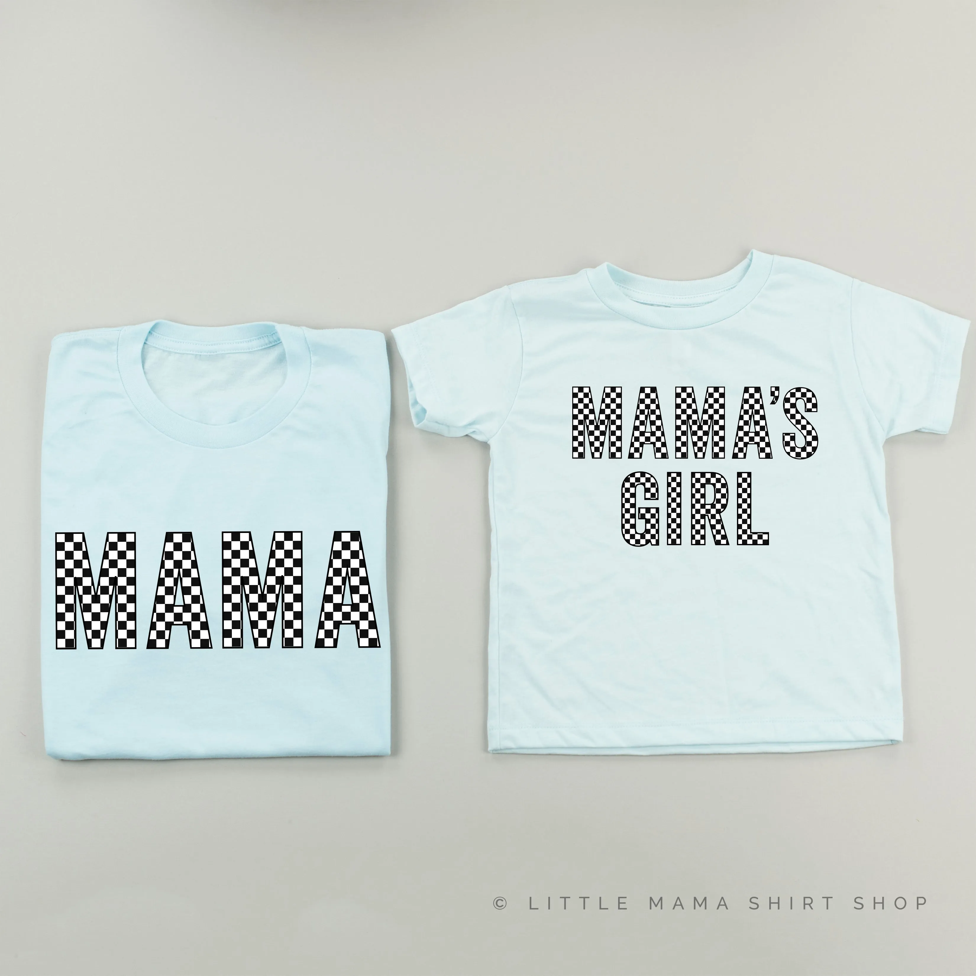 BLOCK FONT CHECKERS - MAMA MAMA'S GIRL - Set of 2 Matching Shirts