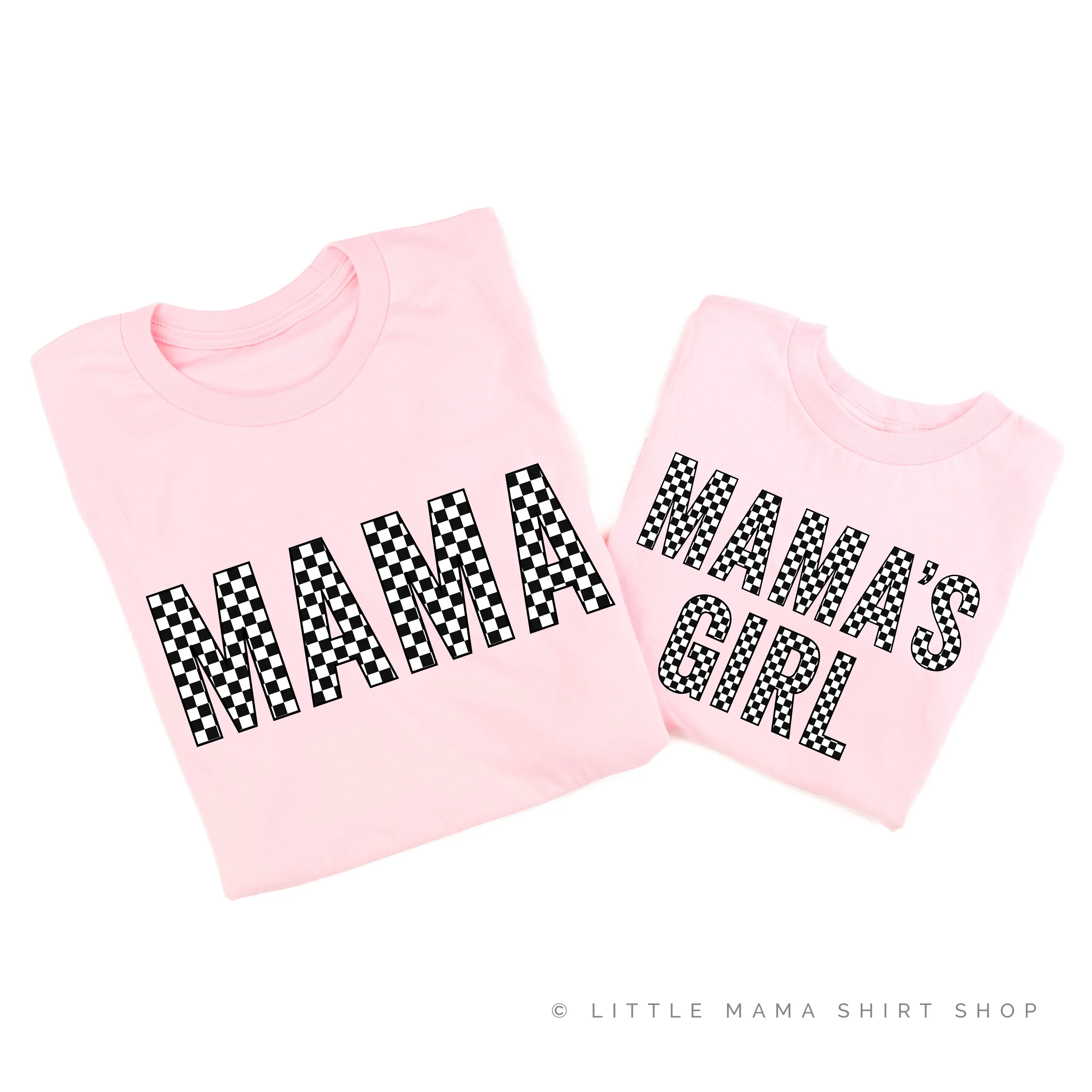 BLOCK FONT CHECKERS - MAMA MAMA'S GIRL - Set of 2 Matching Shirts