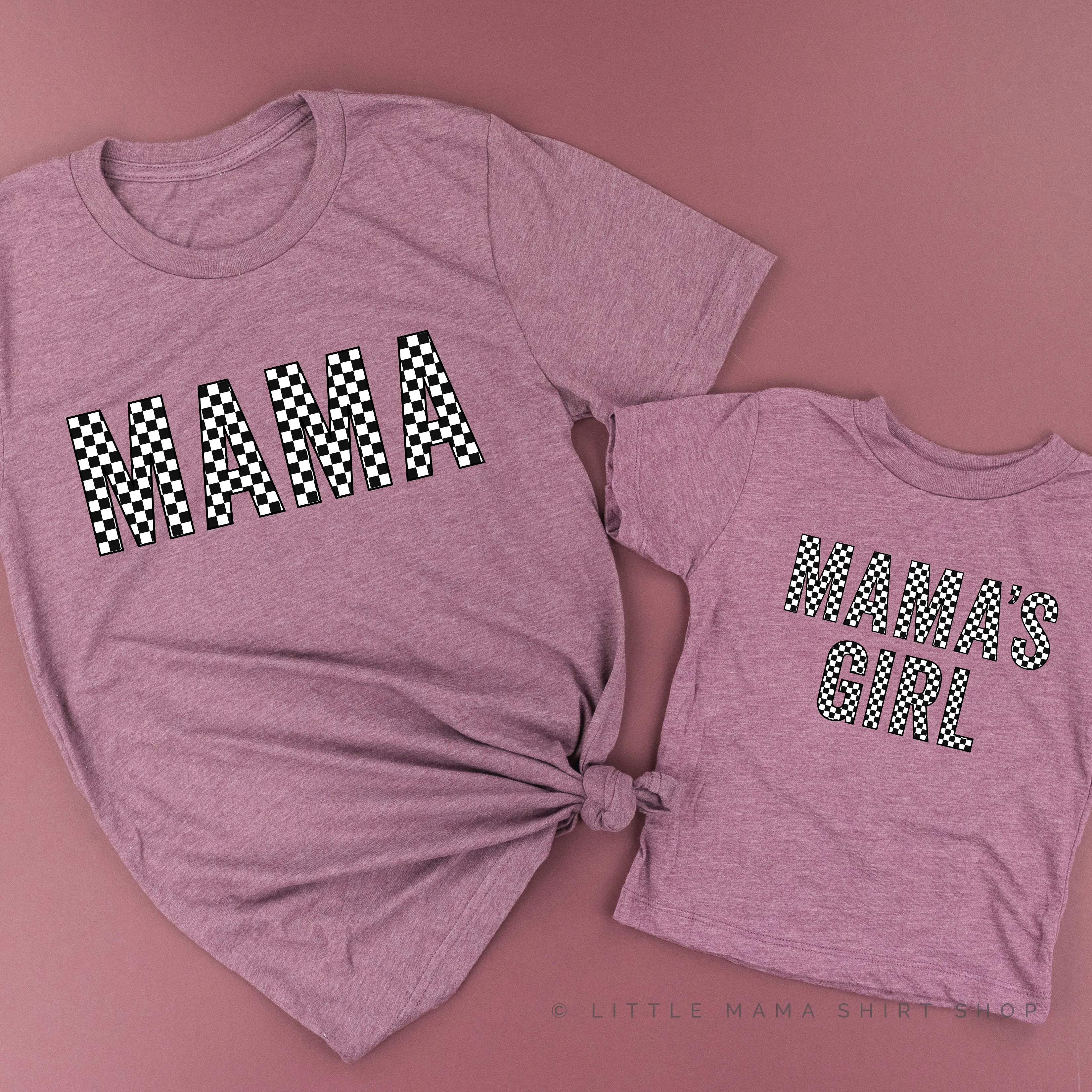 BLOCK FONT CHECKERS - MAMA MAMA'S GIRL - Set of 2 Matching Shirts