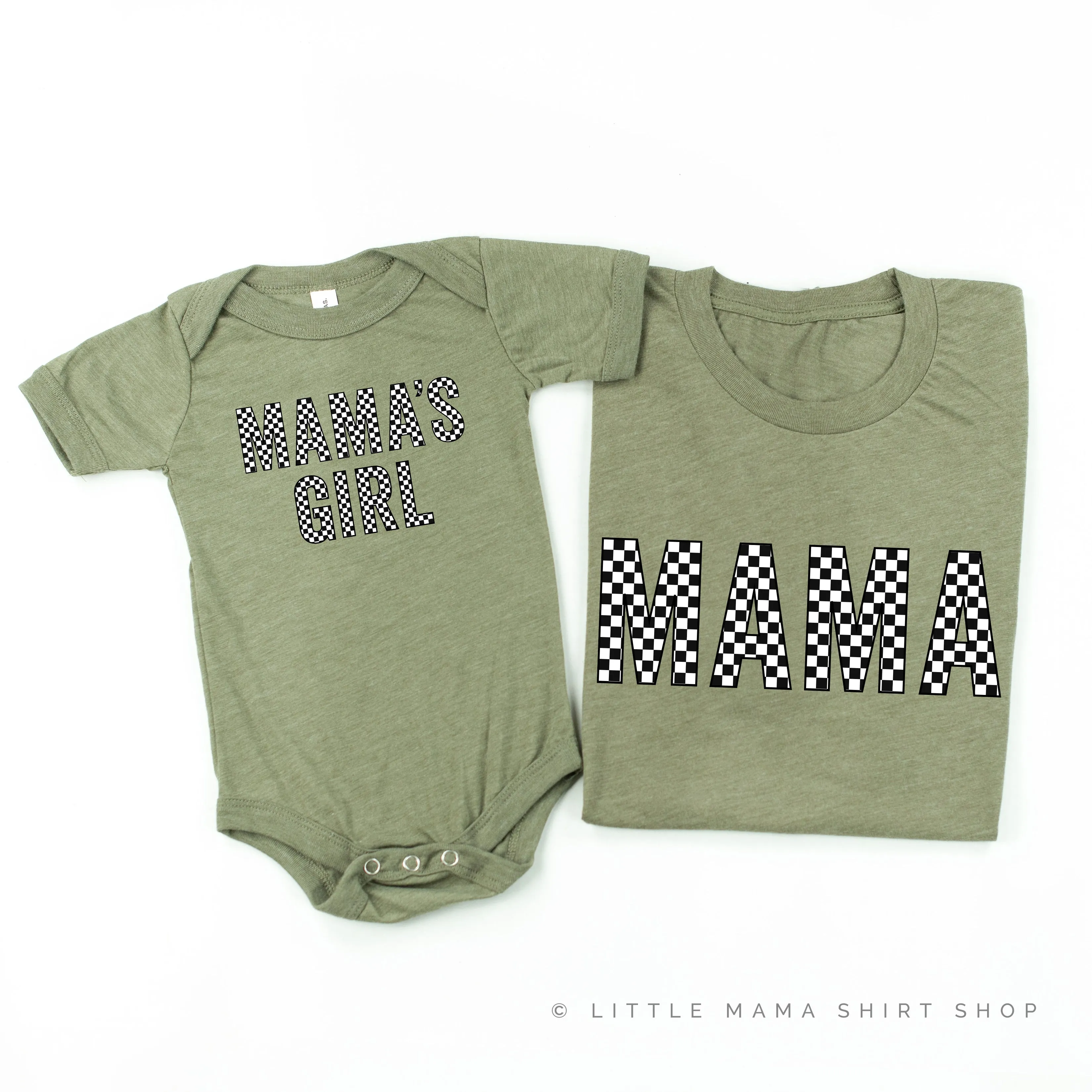 BLOCK FONT CHECKERS - MAMA MAMA'S GIRL - Set of 2 Matching Shirts