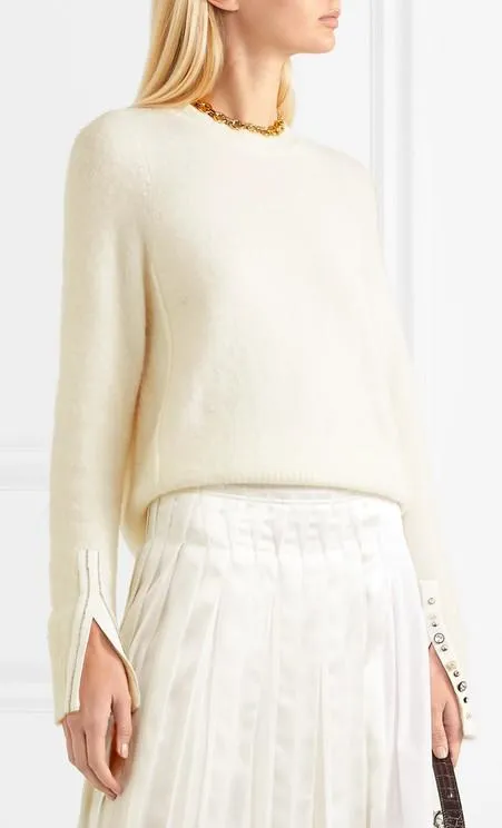 Crystal Embellished Sweater, White