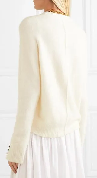 Crystal Embellished Sweater, White