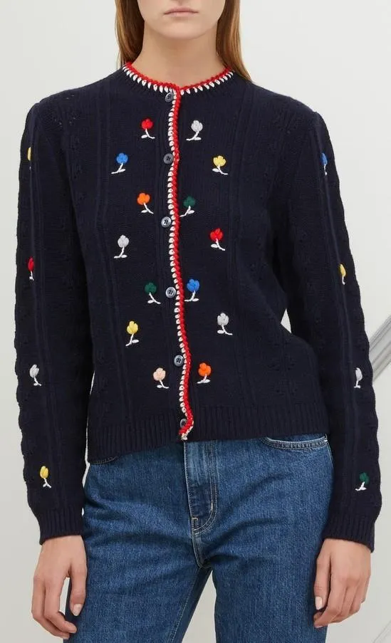 Embroidered Cardigan Sweater