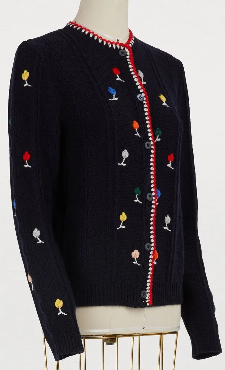 Embroidered Cardigan Sweater