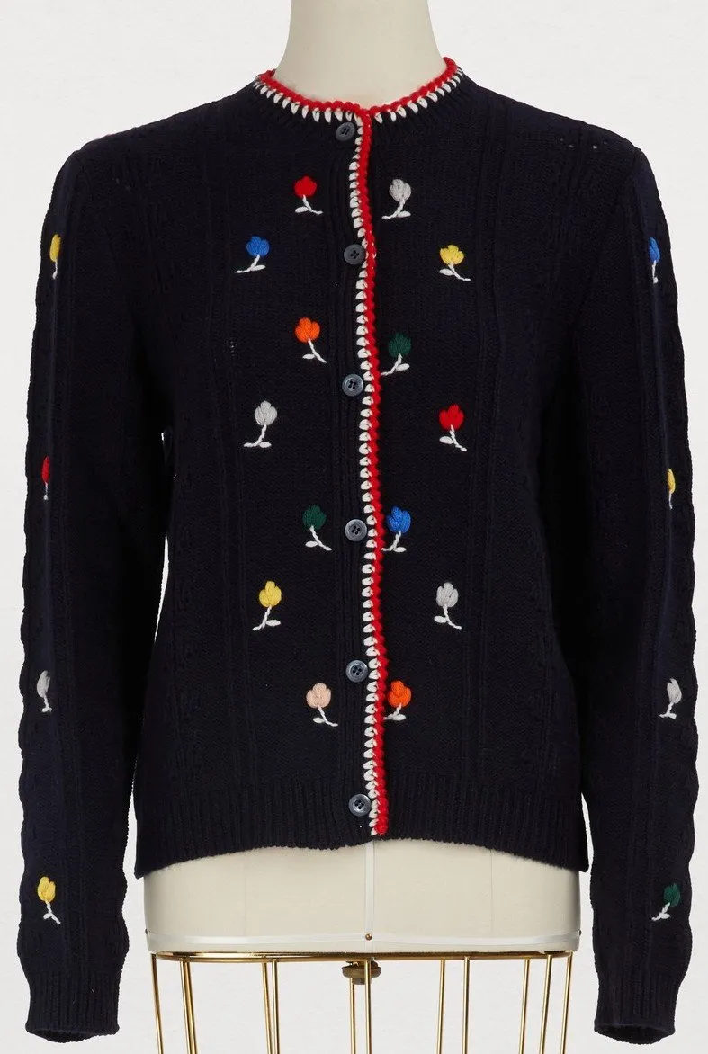 Embroidered Cardigan Sweater