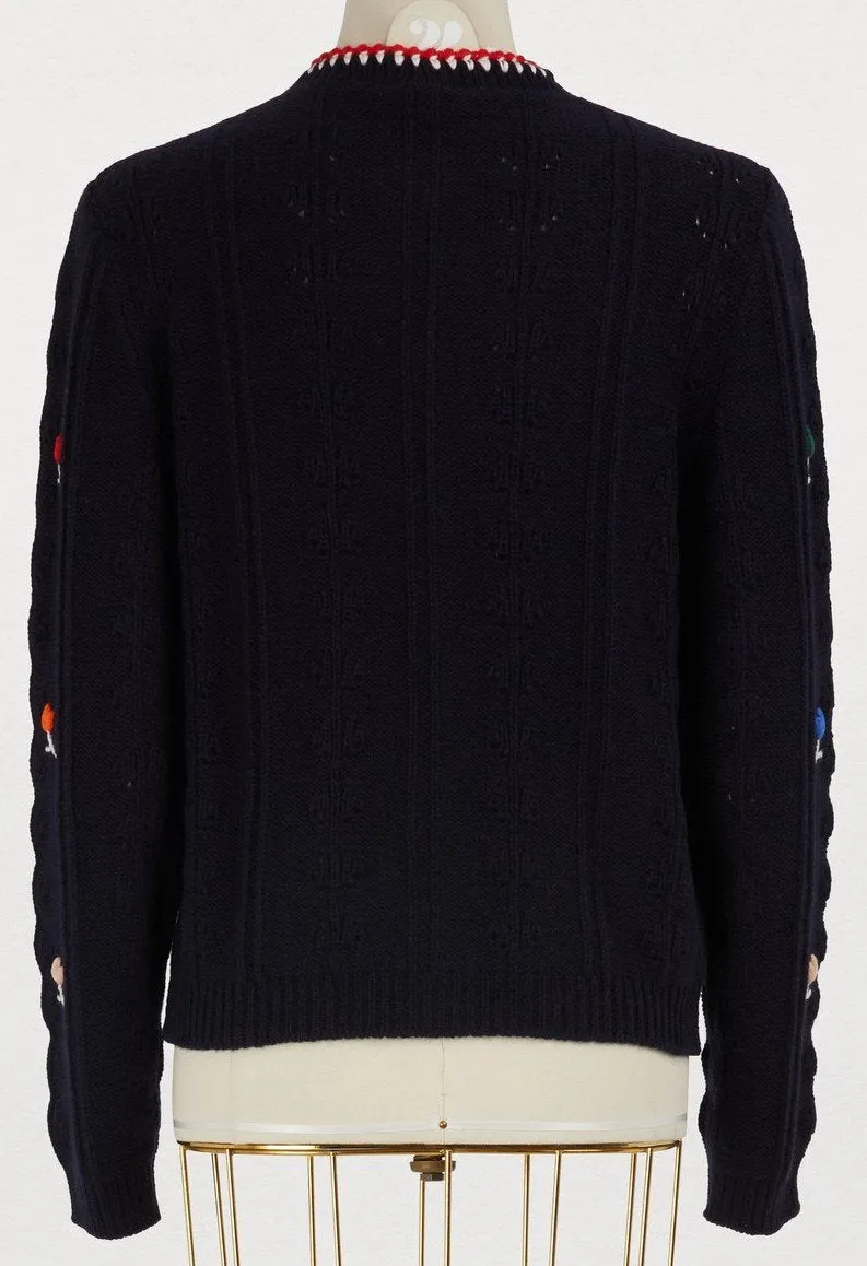 Embroidered Cardigan Sweater
