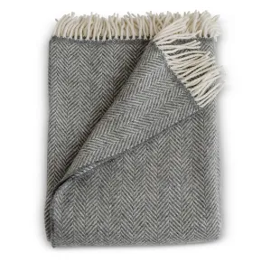 Evangeline Herringbone Merino Lambswool Cashmere Throw