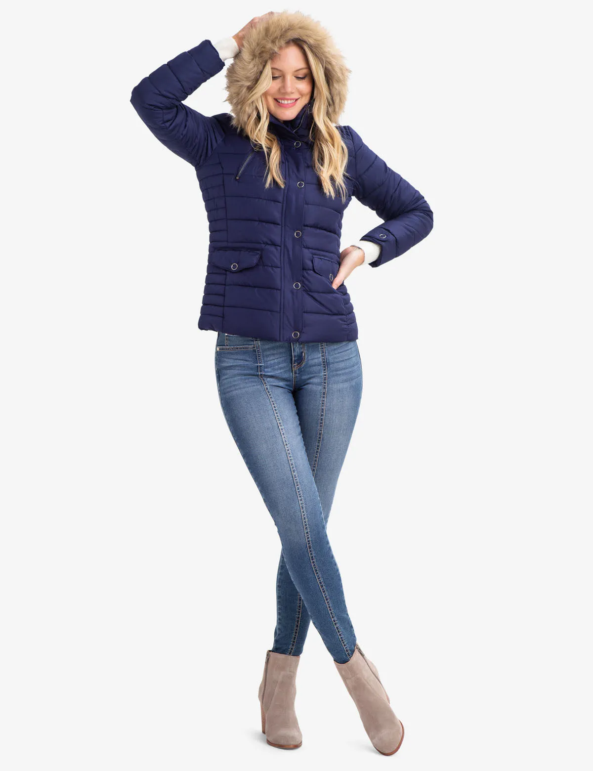 FUR HOODED PUFFER COAT