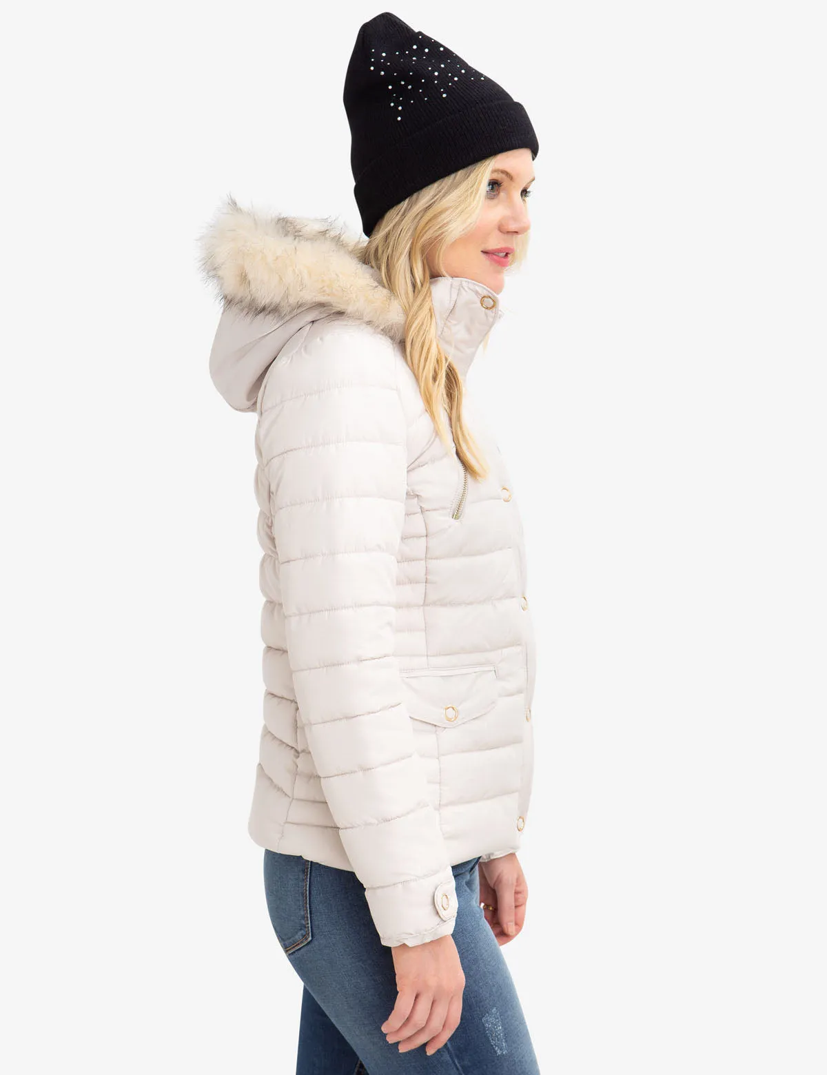 FUR HOODED PUFFER COAT