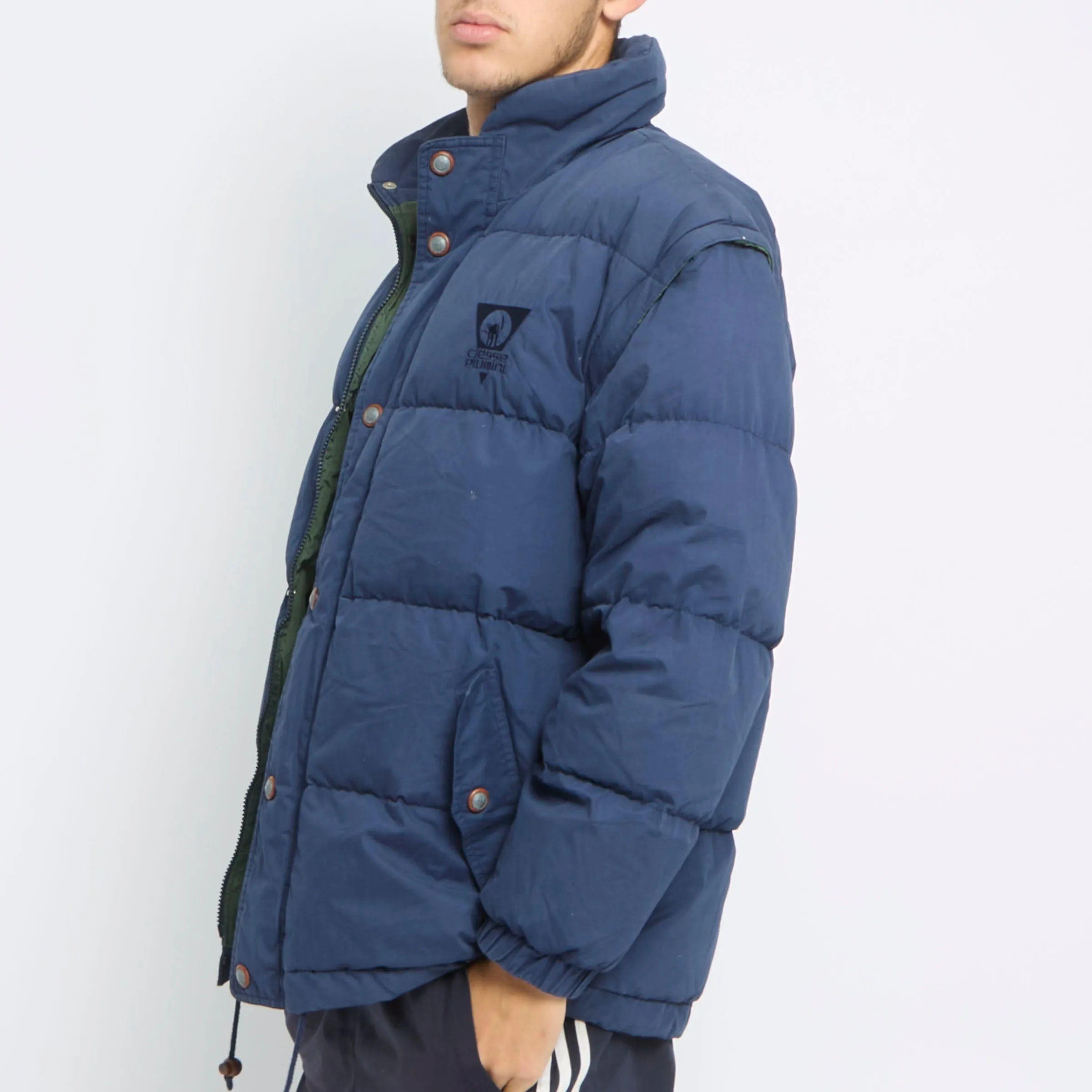 Heavy Padded Drawstring Detail Puffer Coat - L