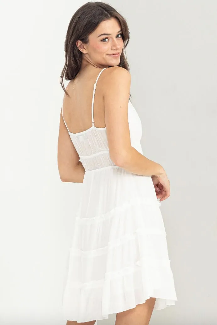 Lace Up Tiered Mini Dress