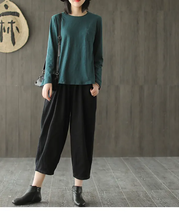 Long Sleeves Knit T-Shirts Spring Tops H9508