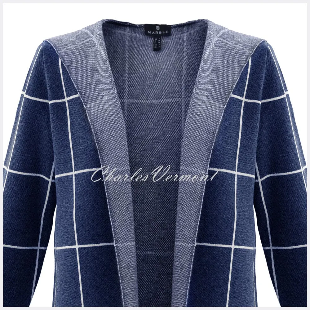 Marble Long-line Cardigan – Style 5919-103 (Navy / White)