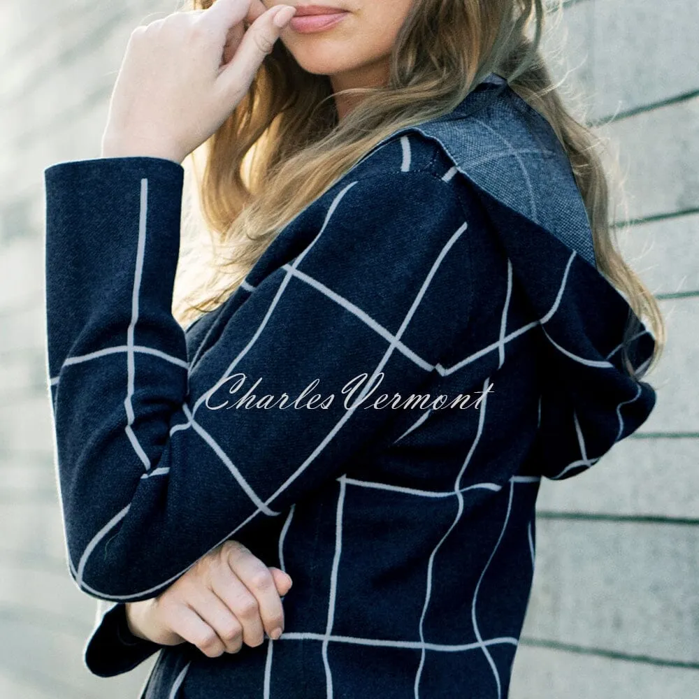 Marble Long-line Cardigan – Style 5919-103 (Navy / White)