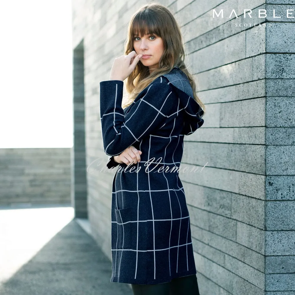 Marble Long-line Cardigan – Style 5919-103 (Navy / White)