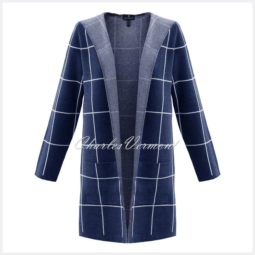 Marble Long-line Cardigan – Style 5919-103 (Navy / White)