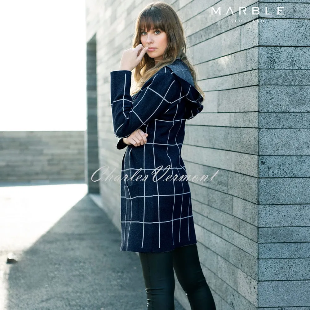 Marble Long-line Cardigan – Style 5919-103 (Navy / White)