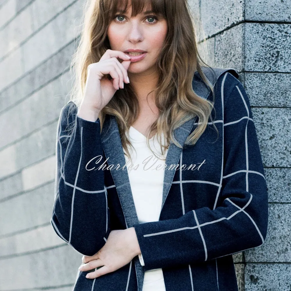 Marble Long-line Cardigan – Style 5919-103 (Navy / White)