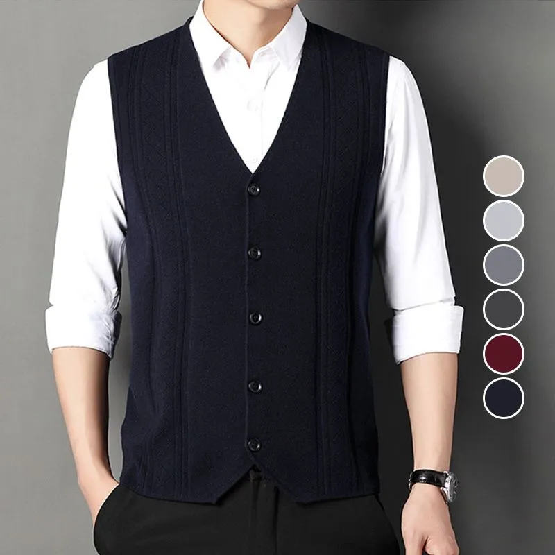 🌟Men's Fashion Knitted Button Sweater Vest Business Match🌟