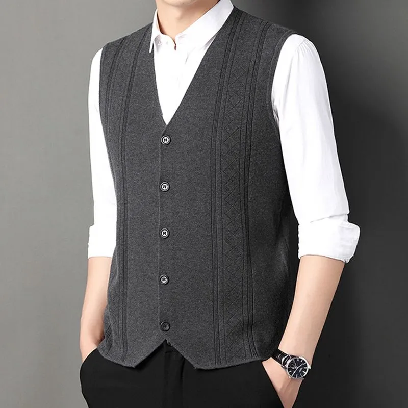 🌟Men's Fashion Knitted Button Sweater Vest Business Match🌟