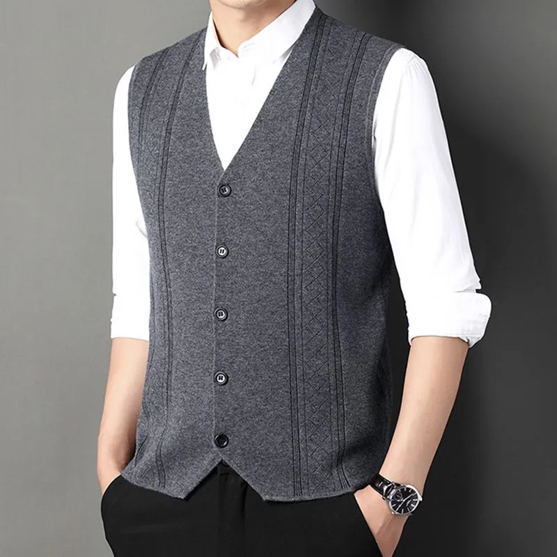 🌟Men's Fashion Knitted Button Sweater Vest Business Match🌟