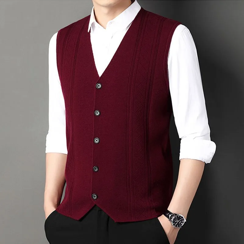 🌟Men's Fashion Knitted Button Sweater Vest Business Match🌟