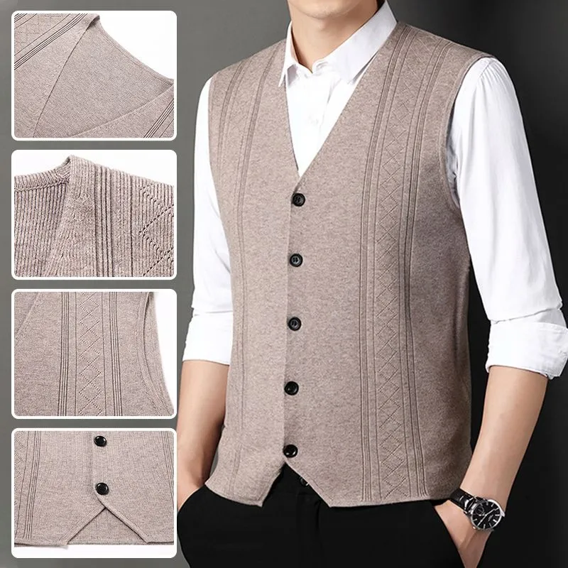 🌟Men's Fashion Knitted Button Sweater Vest Business Match🌟