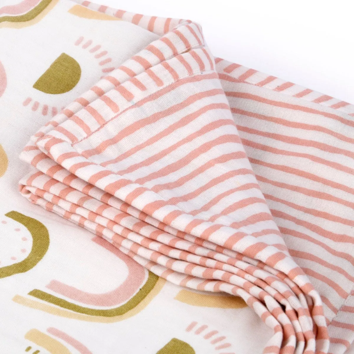 Naturally Dyed Organic Muslin Blanket & Swaddles (Set of 3)- I'm Peachy