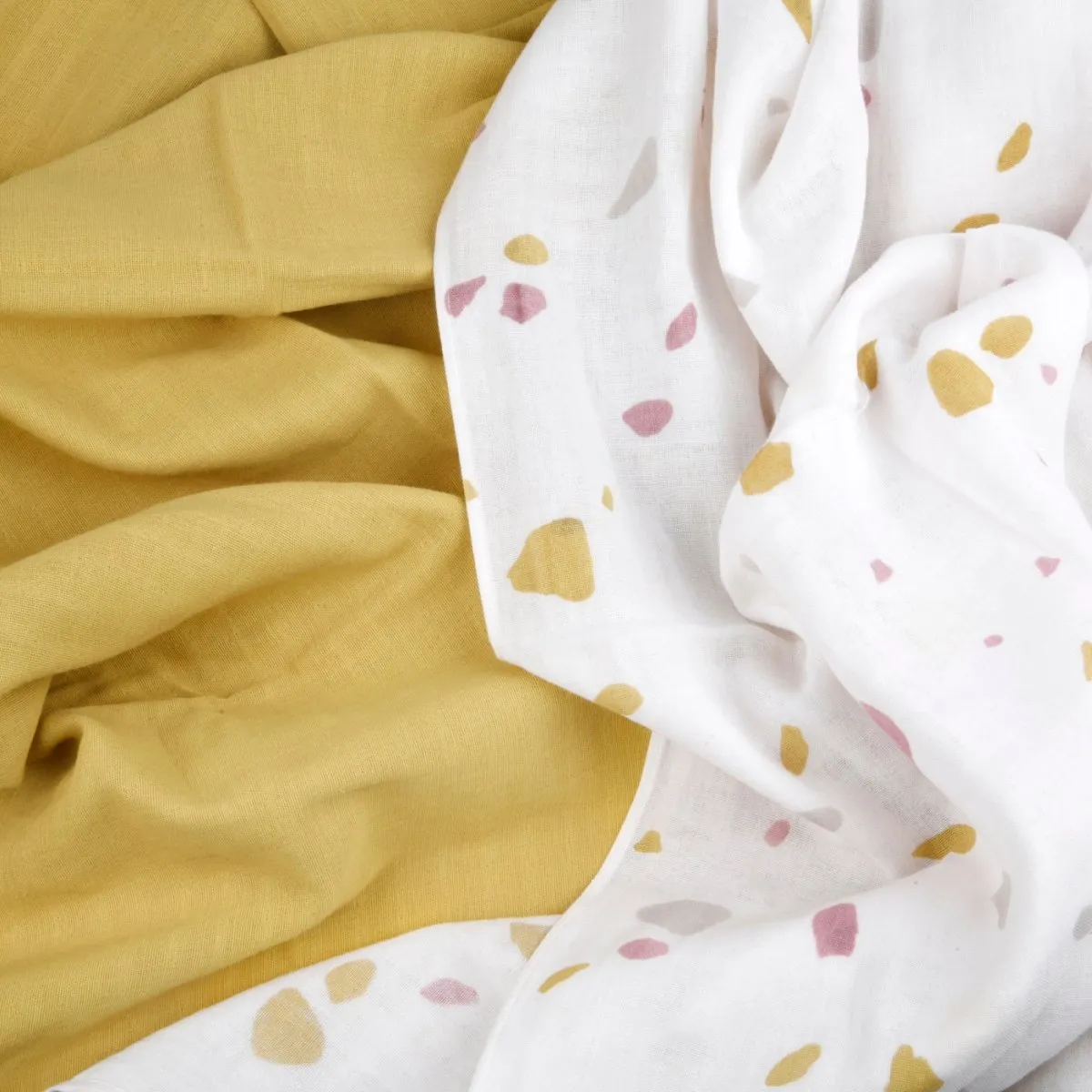 Naturally Dyed Organic Muslin Swaddles (Set of 2)- Rocks & Pebbles