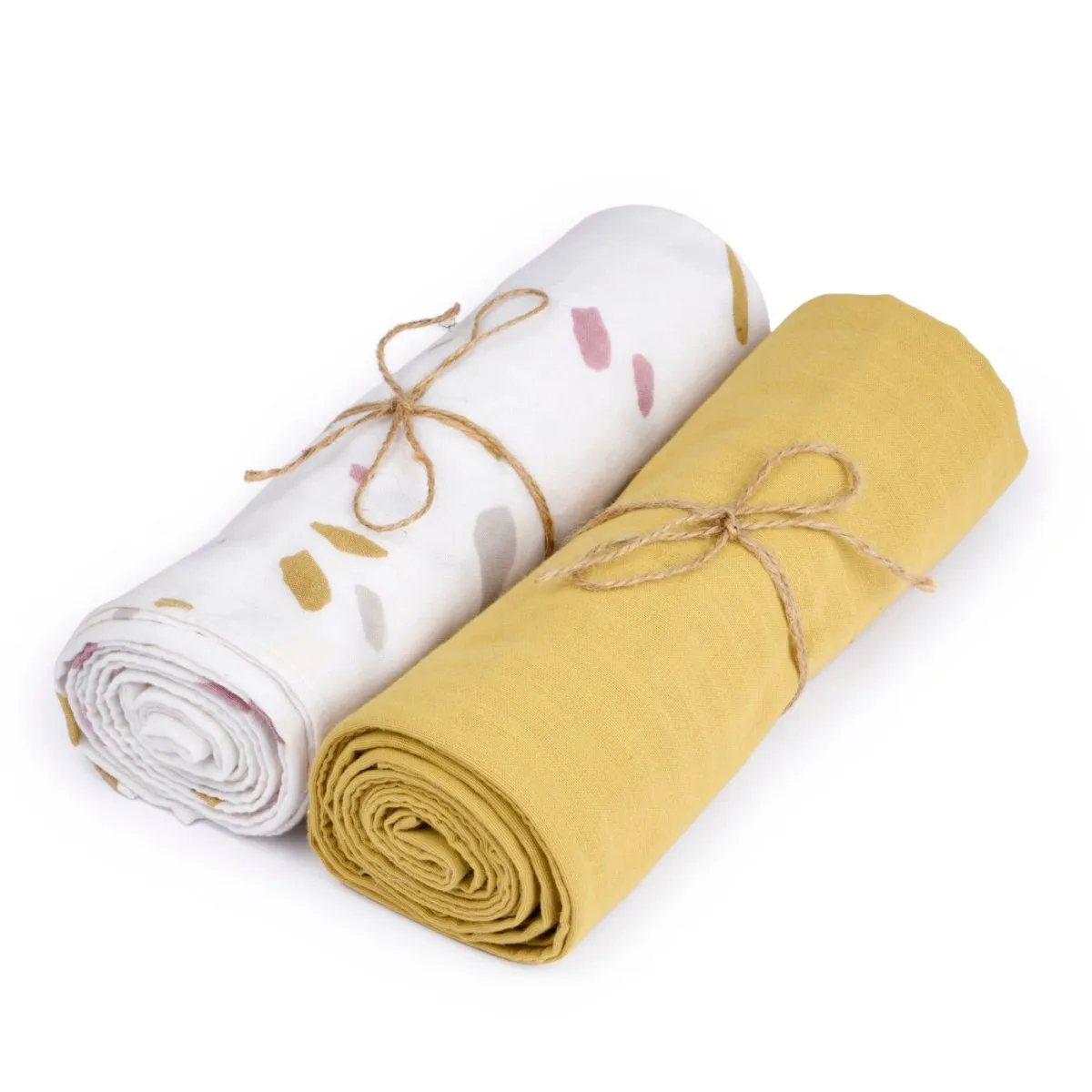 Naturally Dyed Organic Muslin Swaddles (Set of 2)- Rocks & Pebbles