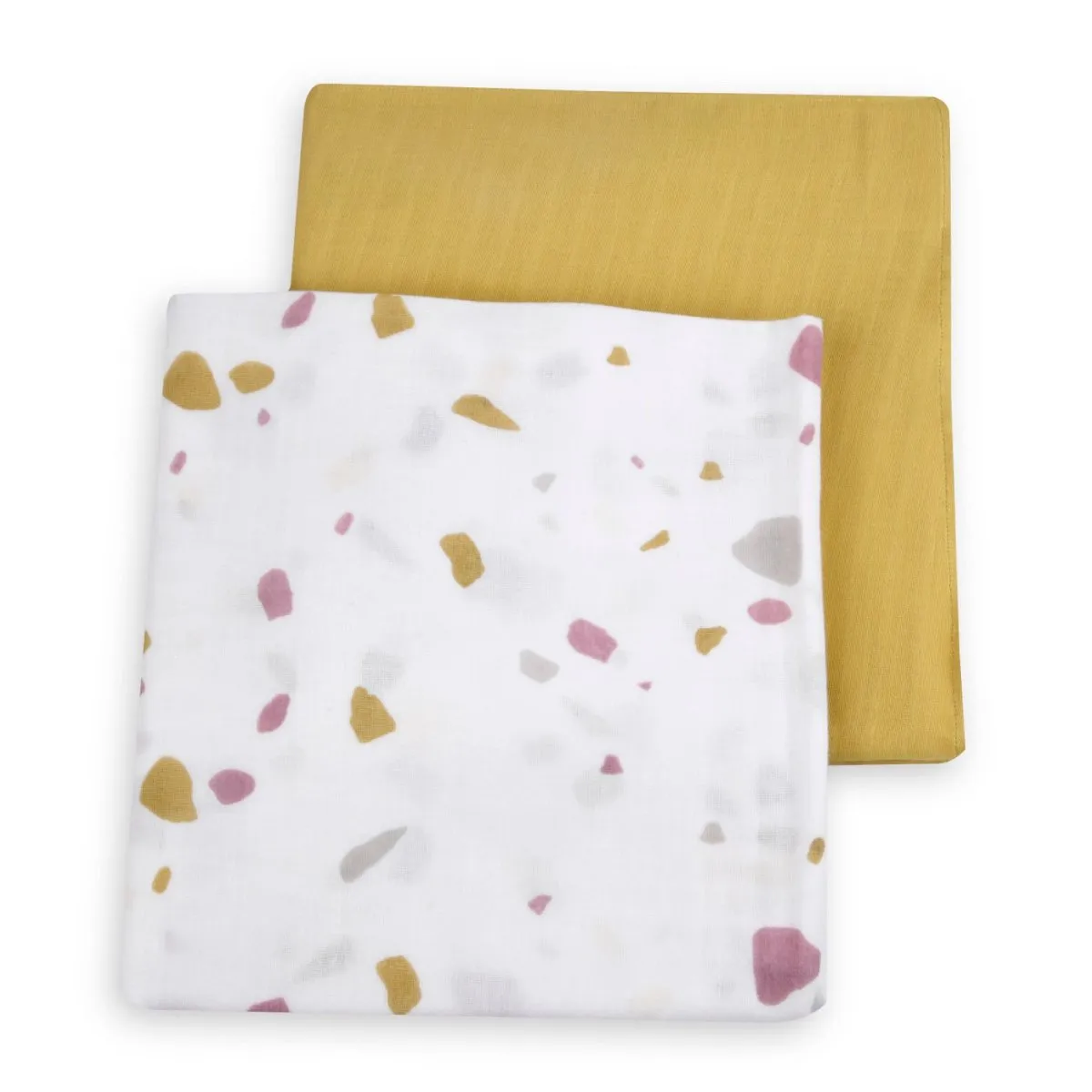 Naturally Dyed Organic Muslin Swaddles (Set of 2)- Rocks & Pebbles