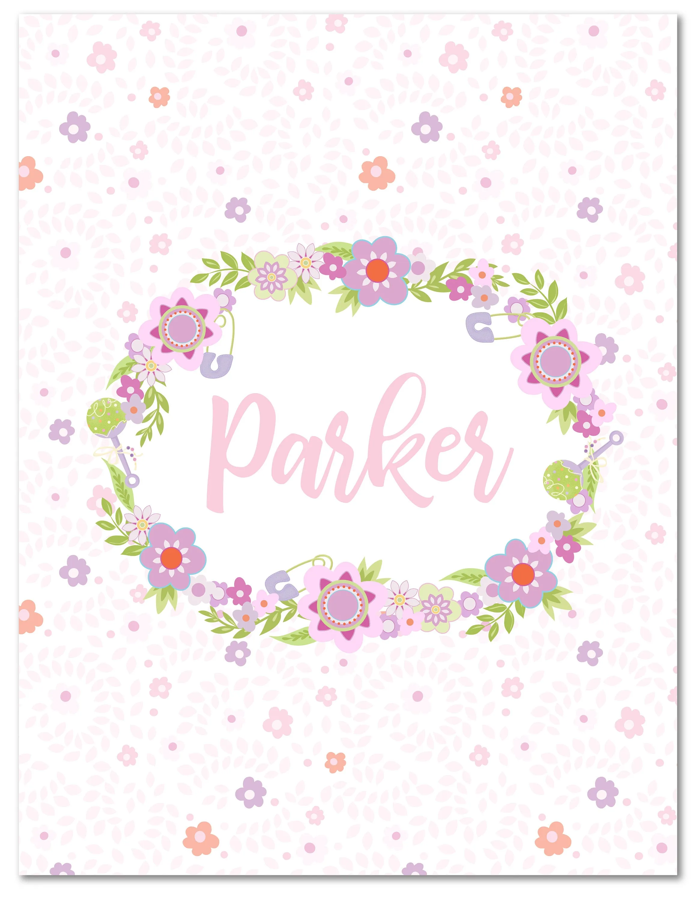 Pink Floral Garland Personalized Baby Blanket