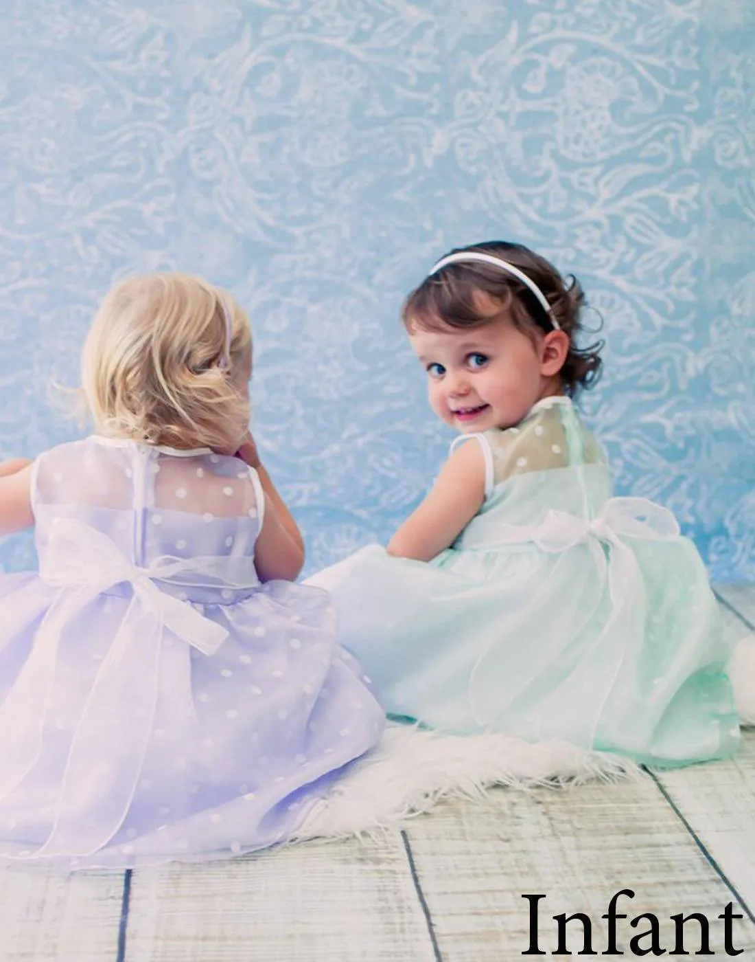 Polka Dot Organza Overlay Dress with an Organza Sash - Lavender