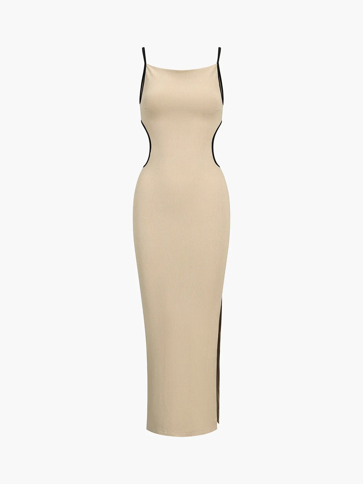 Rib Open Back Trendy Cutout Tied Midi Dress