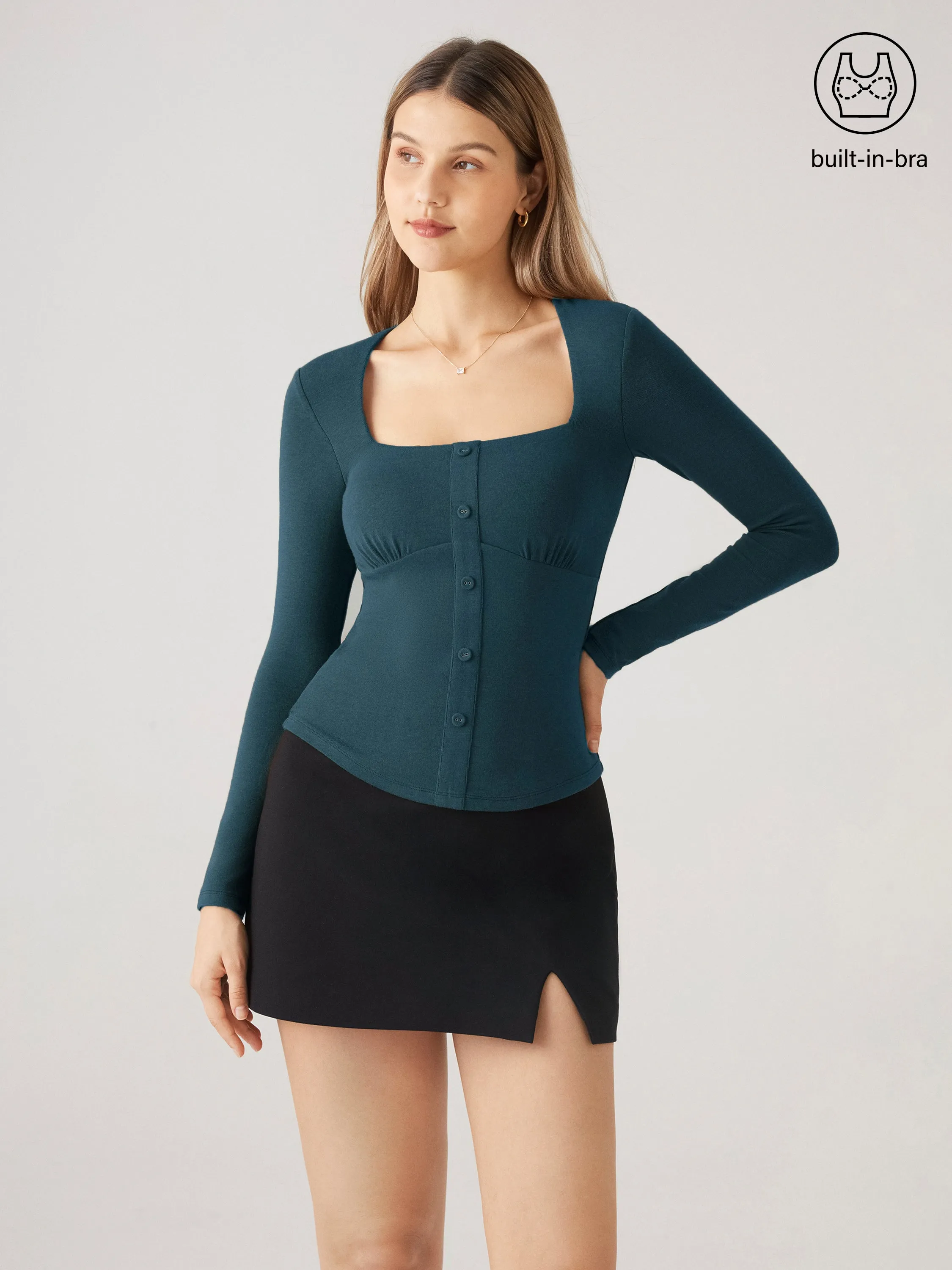 Square Neck Placket Brami Top