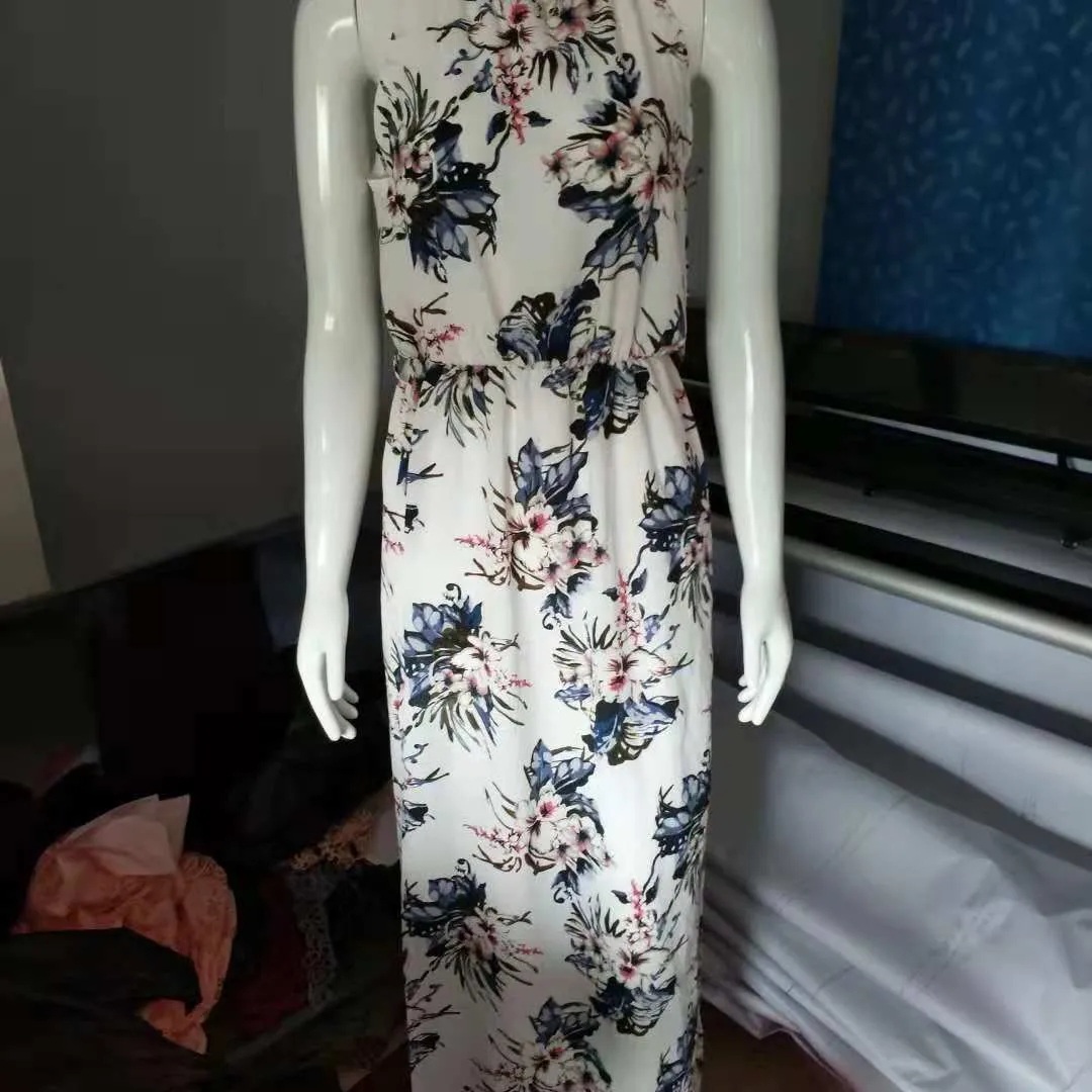 Summer White Flower Trendy Print Casual Beach Dress