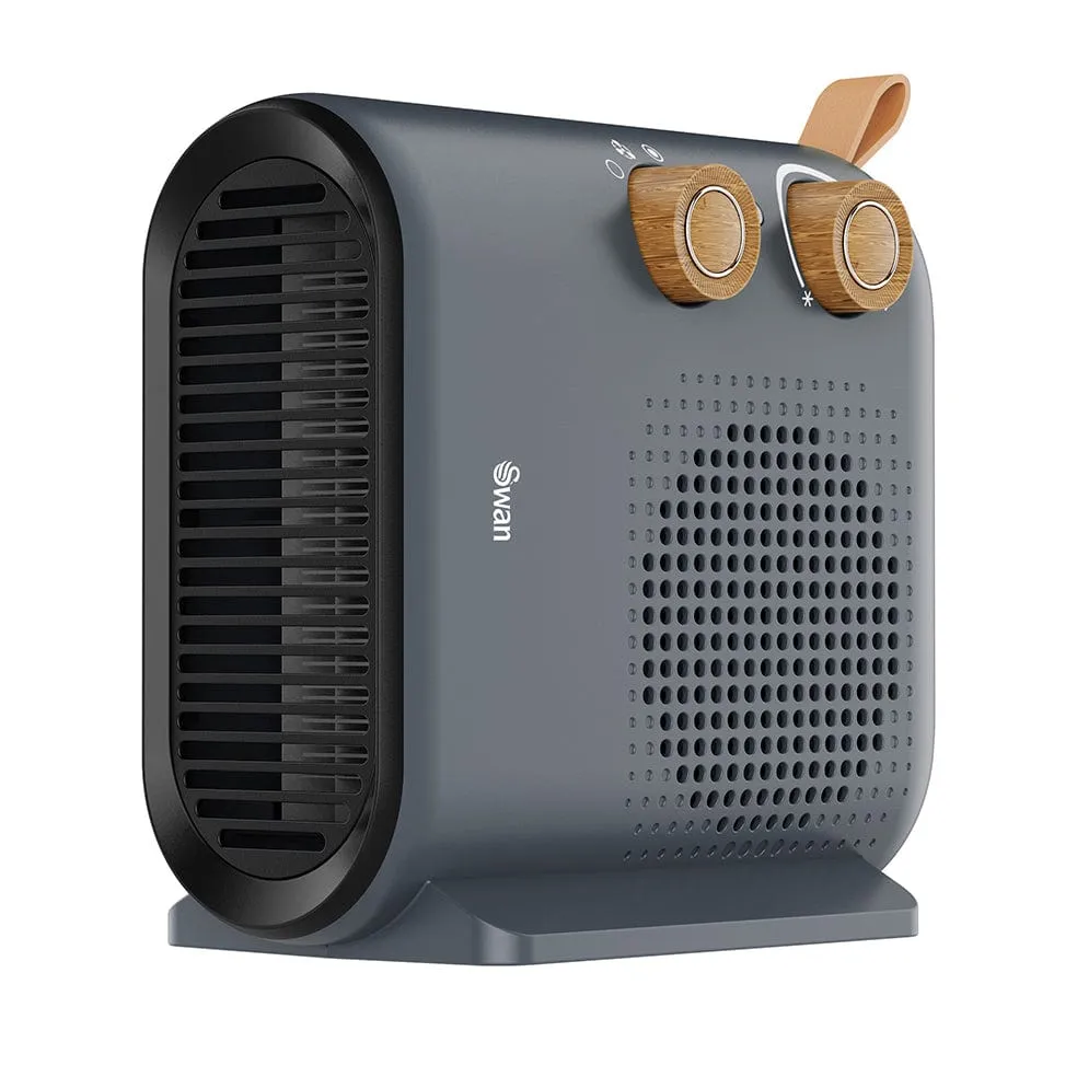 Swan Vertical or Horizontal Nordic Fan Heater Grey | White