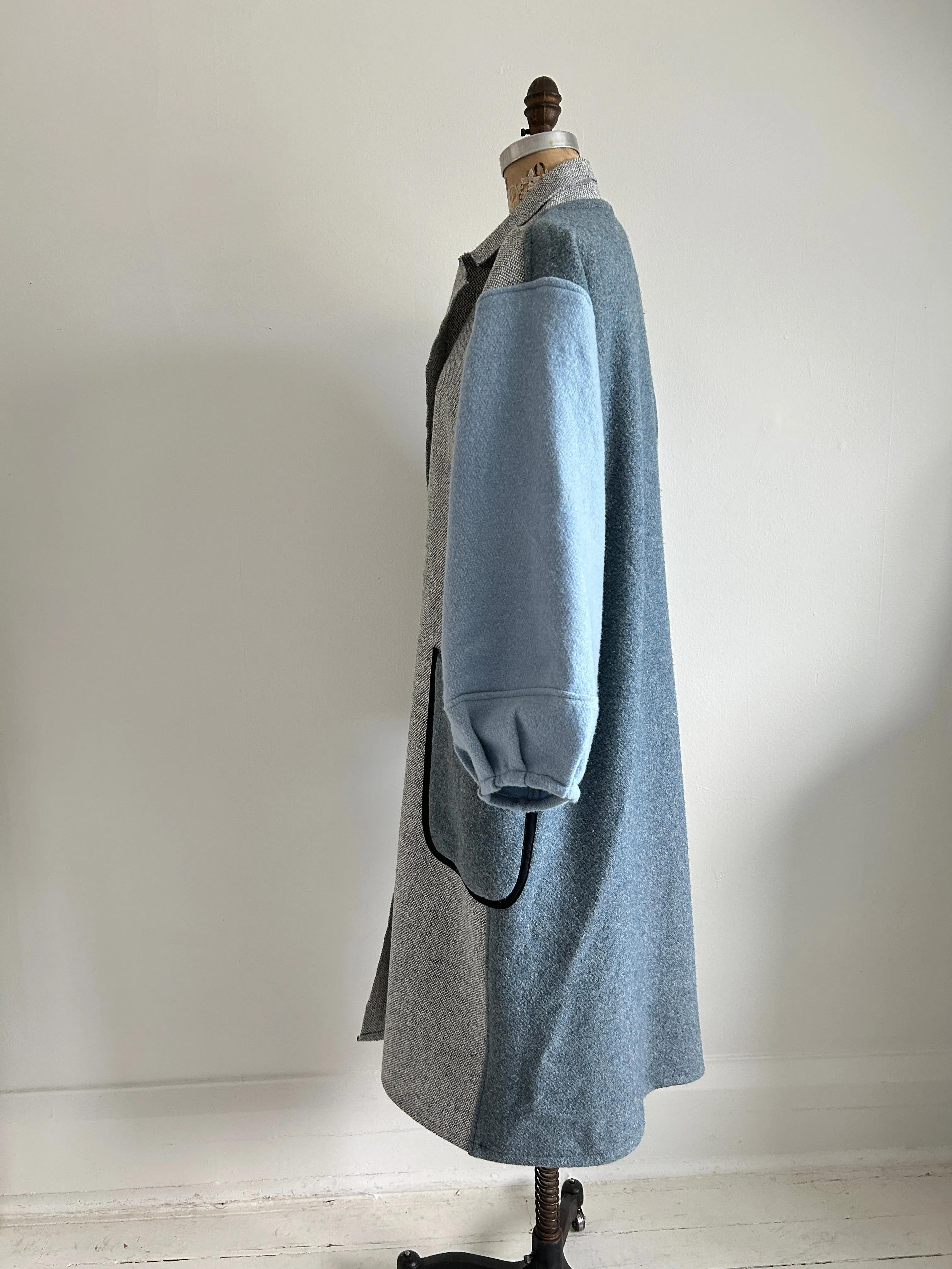 Trench with Vintage Wool & Tweed Blankets Size M/L #TRENCH12