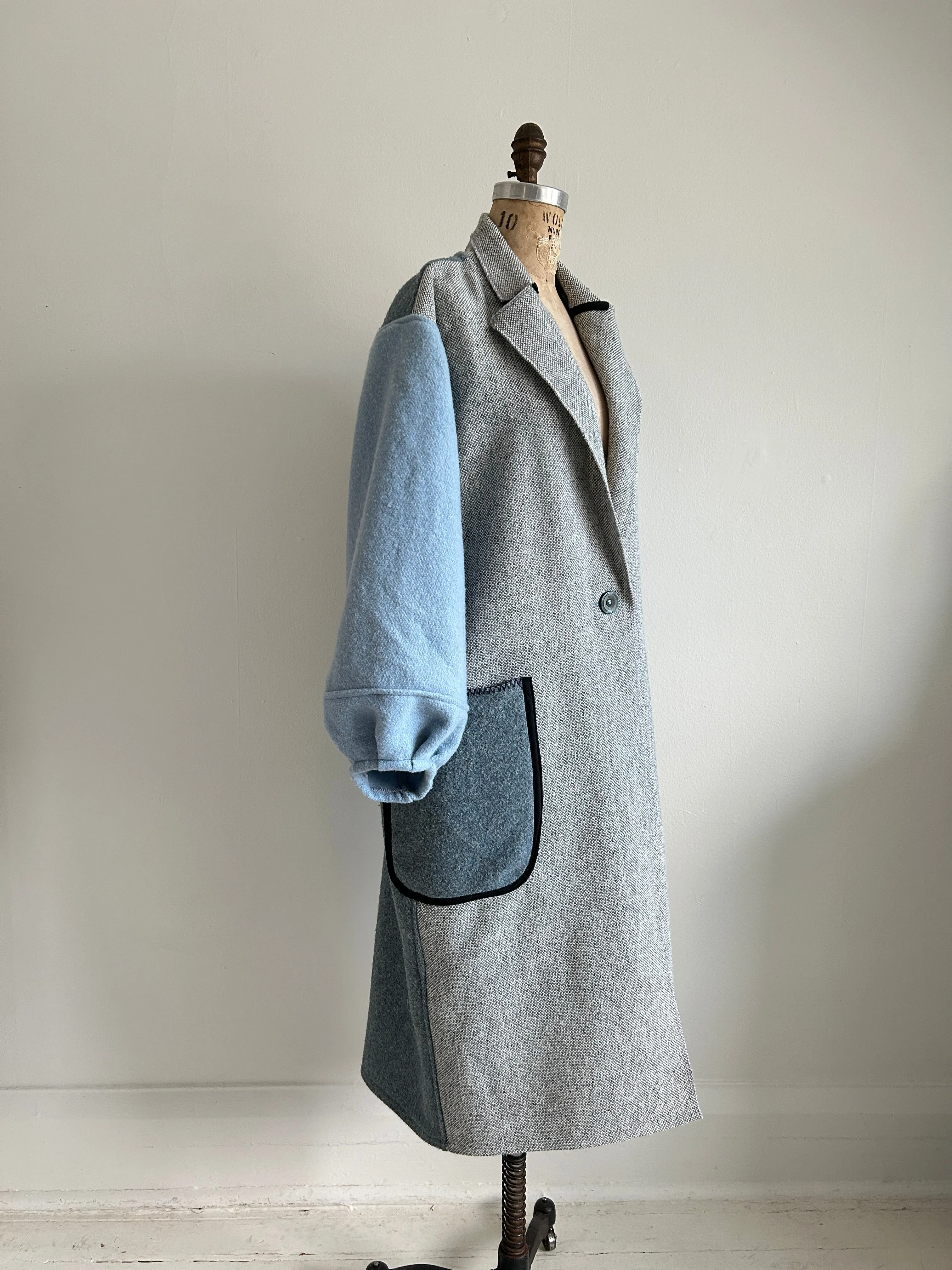Trench with Vintage Wool & Tweed Blankets Size M/L #TRENCH12