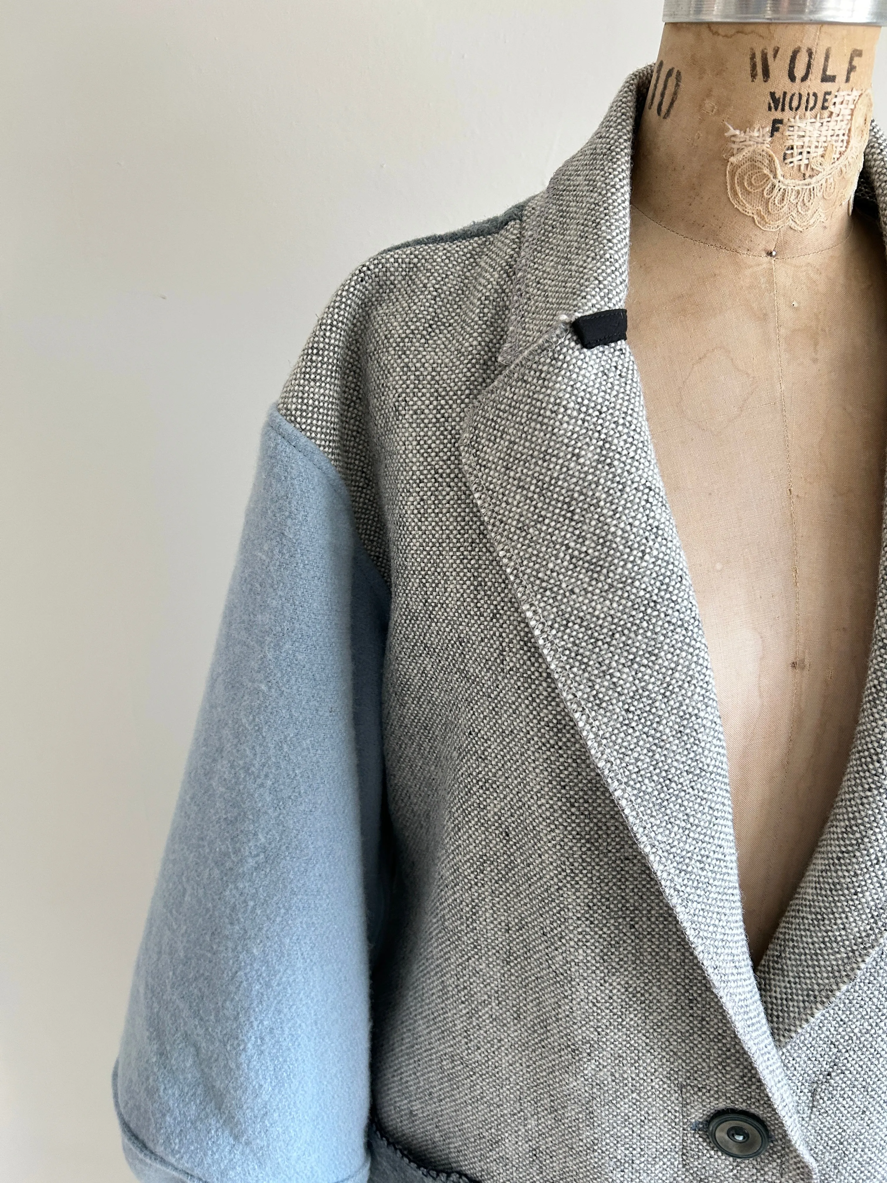Trench with Vintage Wool & Tweed Blankets Size M/L #TRENCH12