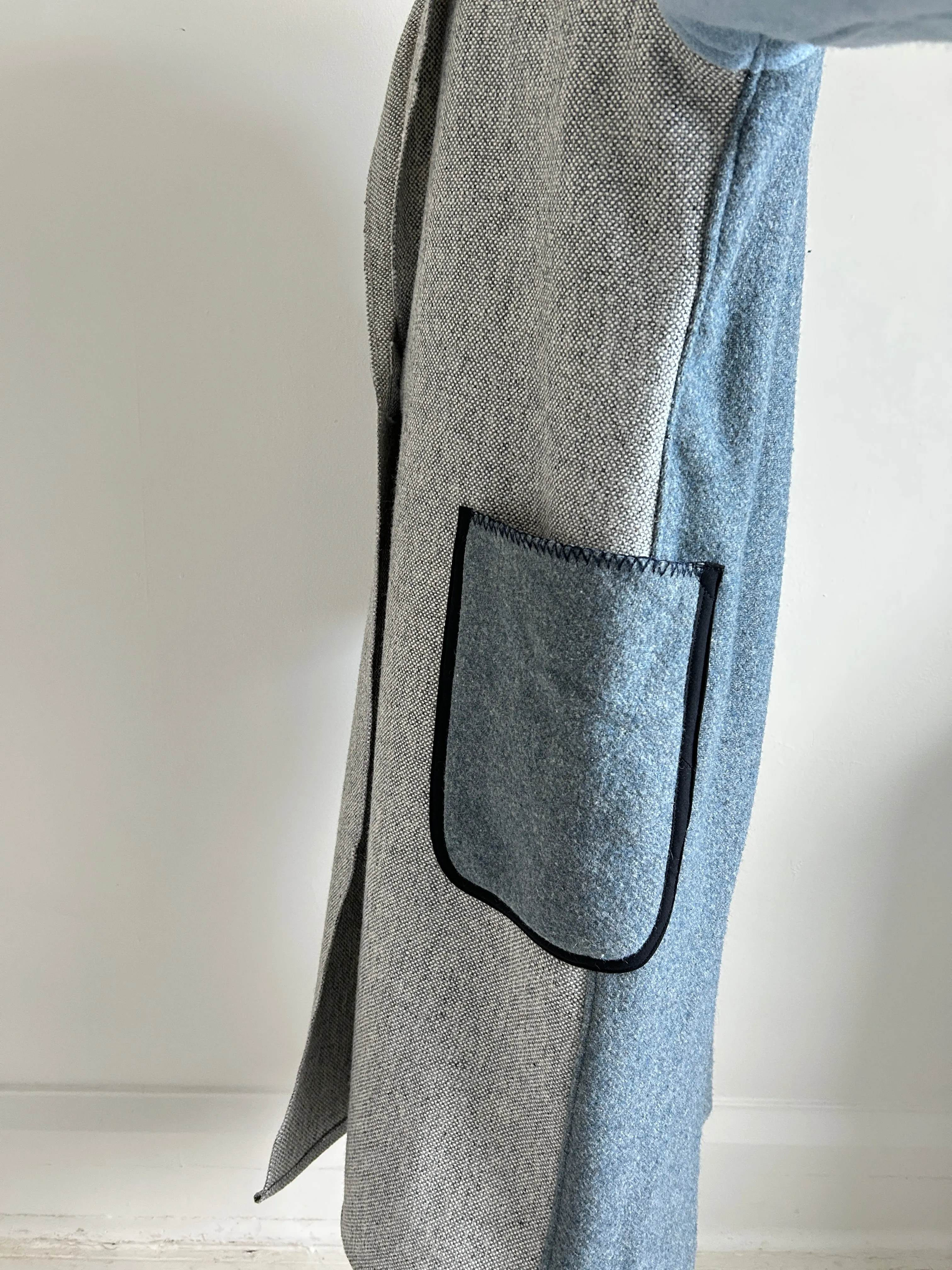Trench with Vintage Wool & Tweed Blankets Size M/L #TRENCH12