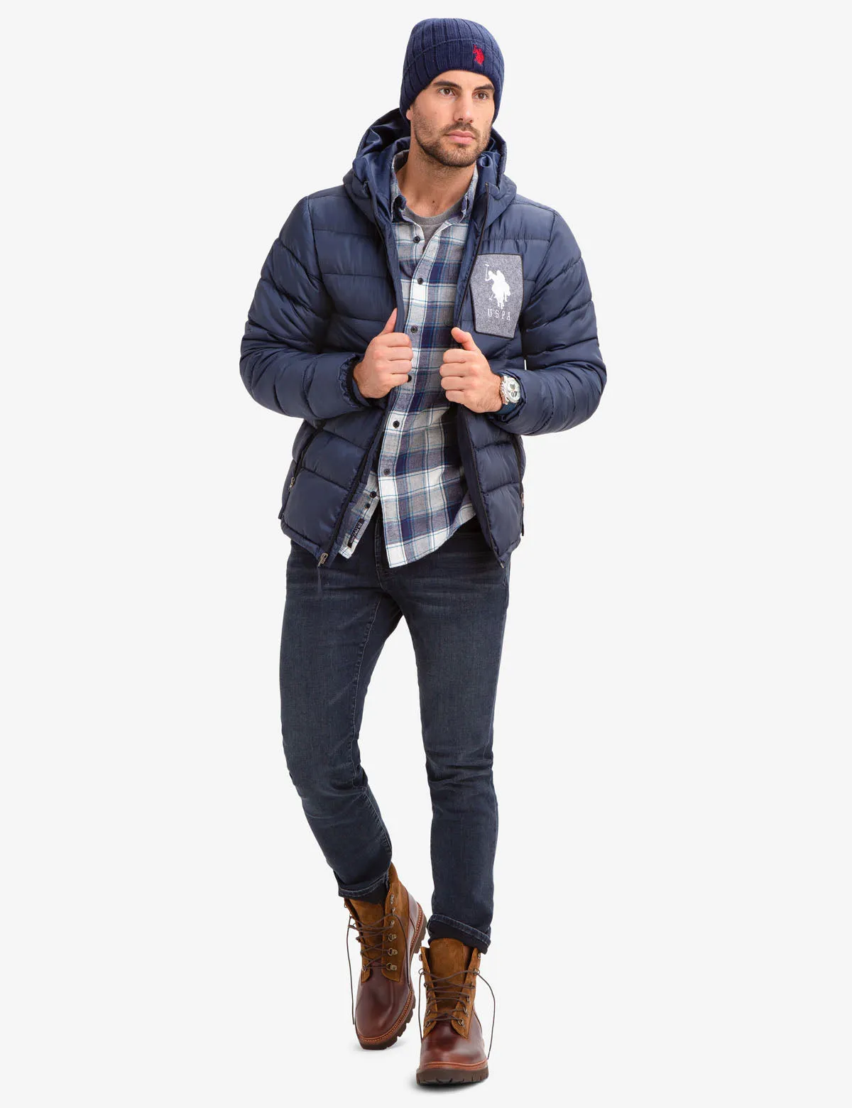 USPA FELT PATCH PUFFER COAT