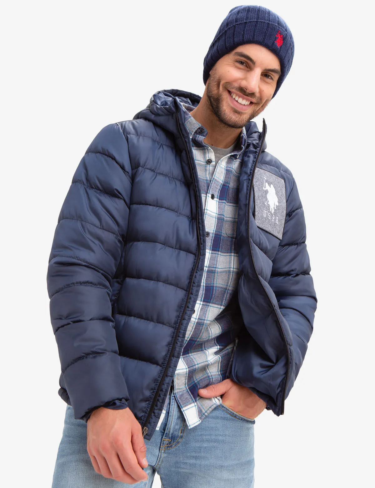 USPA FELT PATCH PUFFER COAT