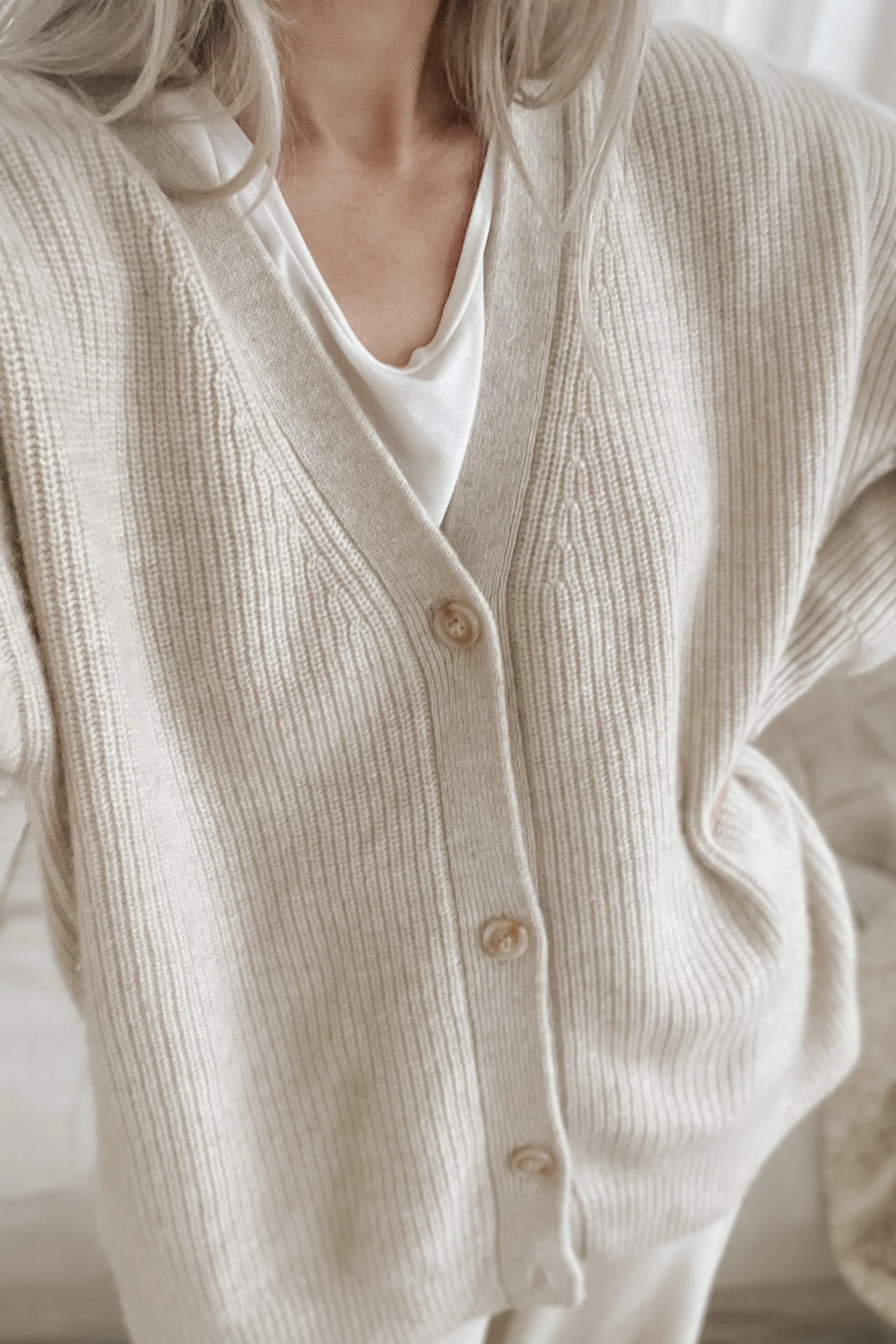 Willa Cashmere Cardigan - Natural