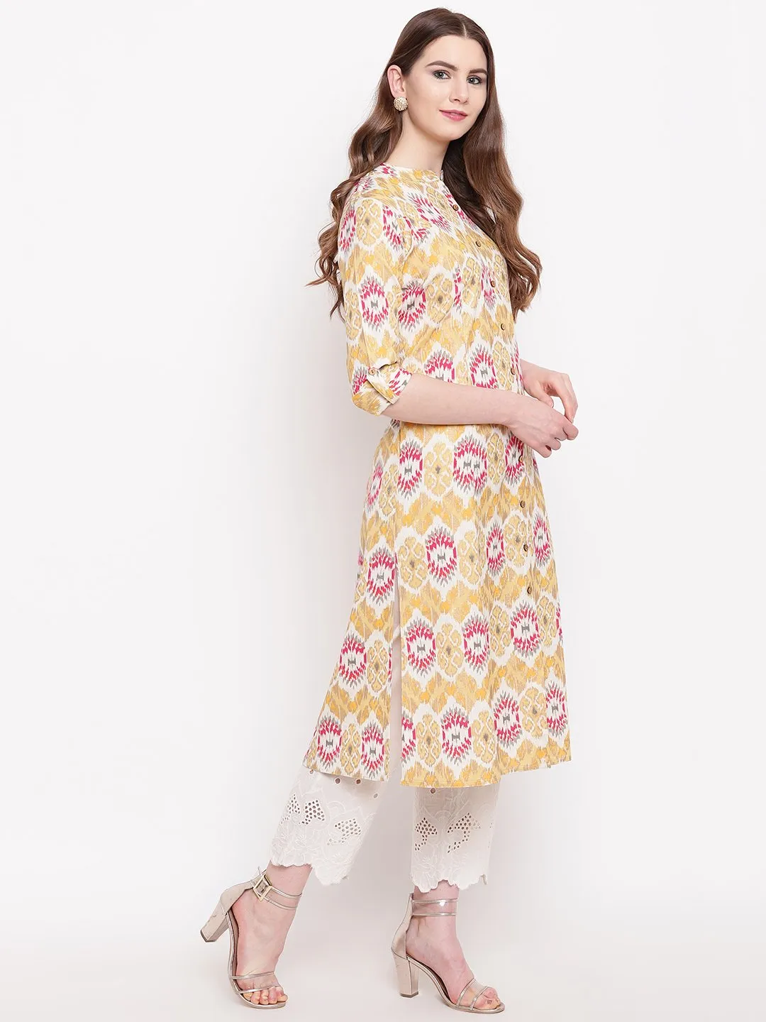 Yellow A-Line Khadi Kurta