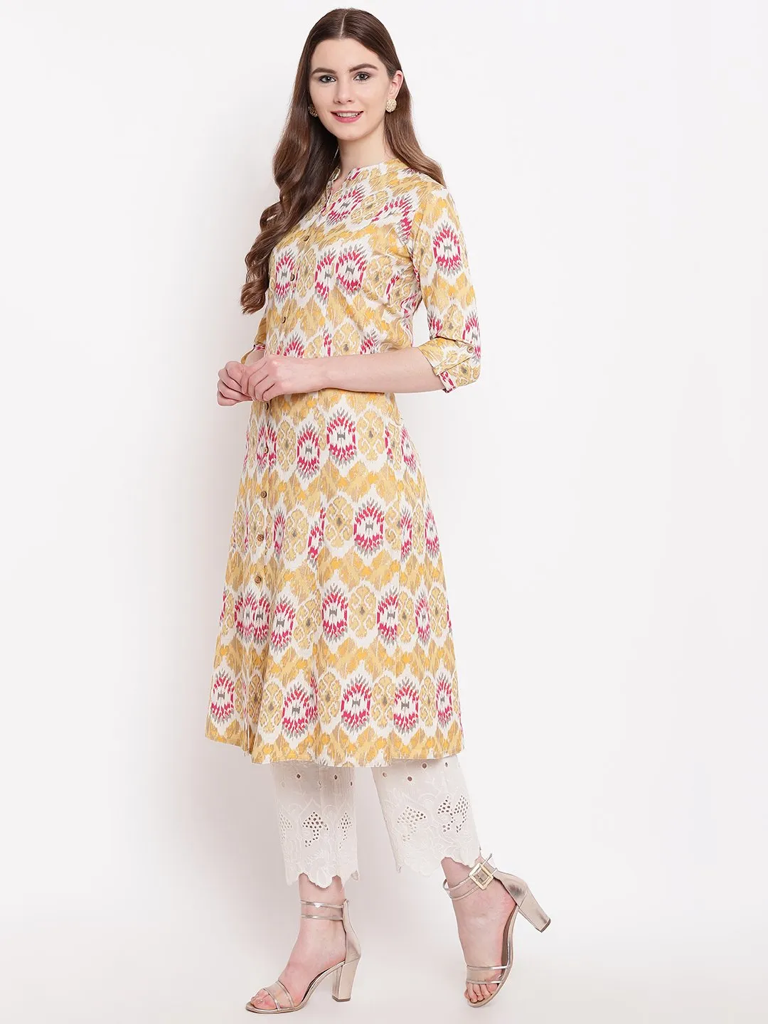 Yellow A-Line Khadi Kurta